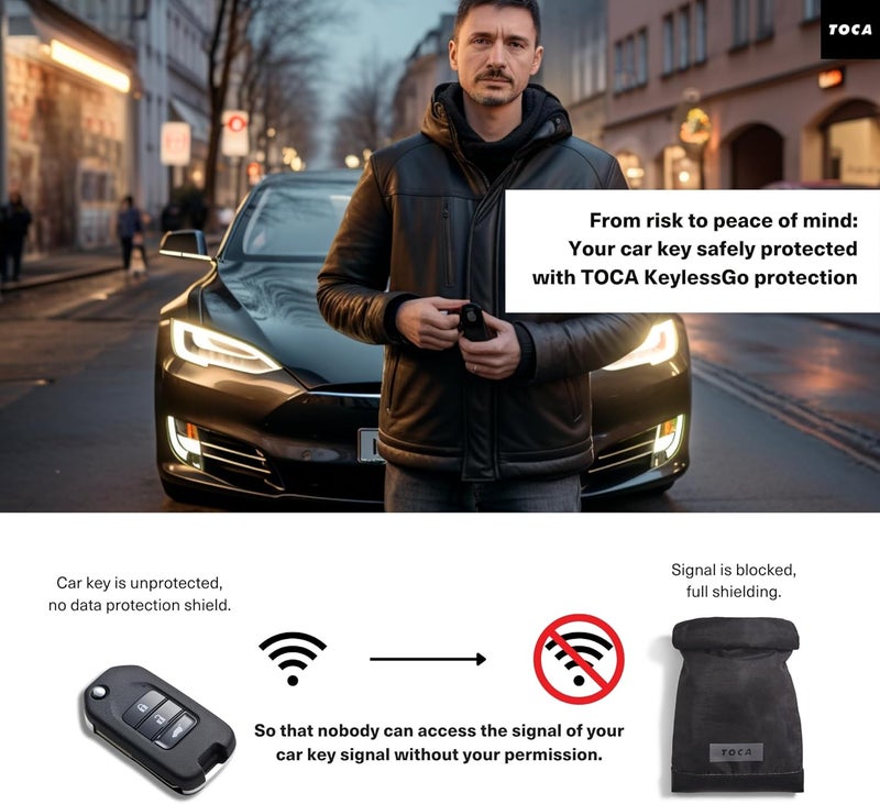 TOCA Key Fob Faraday Protection Pouch for Car Keys, RFID & GPS Signal Blocker, Keyless Car Security Bags & Anti Theft cage Black - Image 2